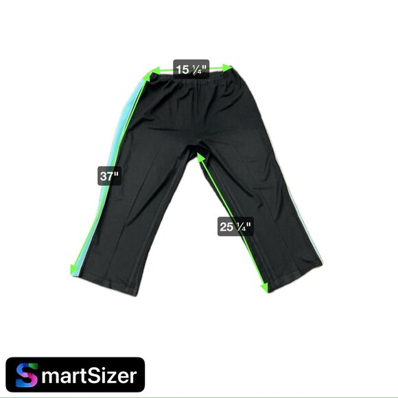 Coldwater Creek Black Track Pants TealYellow Side Stripes Elastic Waist Sz 1X - Picture 7 of 9